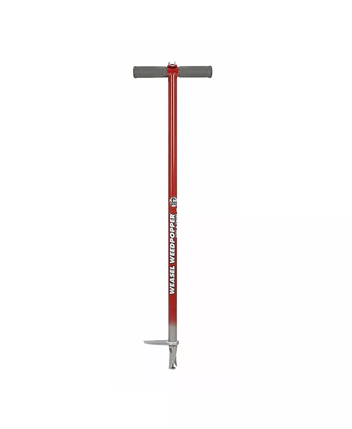 Garden Weasel Step and Twist Hand Weeder， 36-inch long， Red Silver