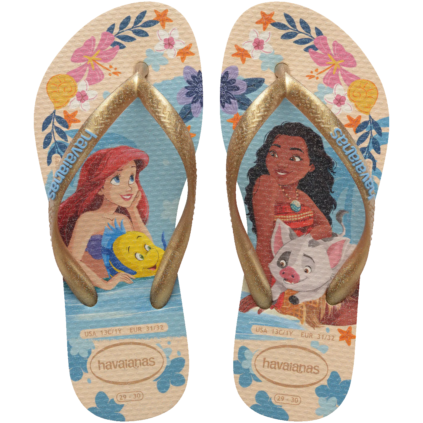 Chinelo Havaianas Infantil Slim Princesas Ariel & Moana