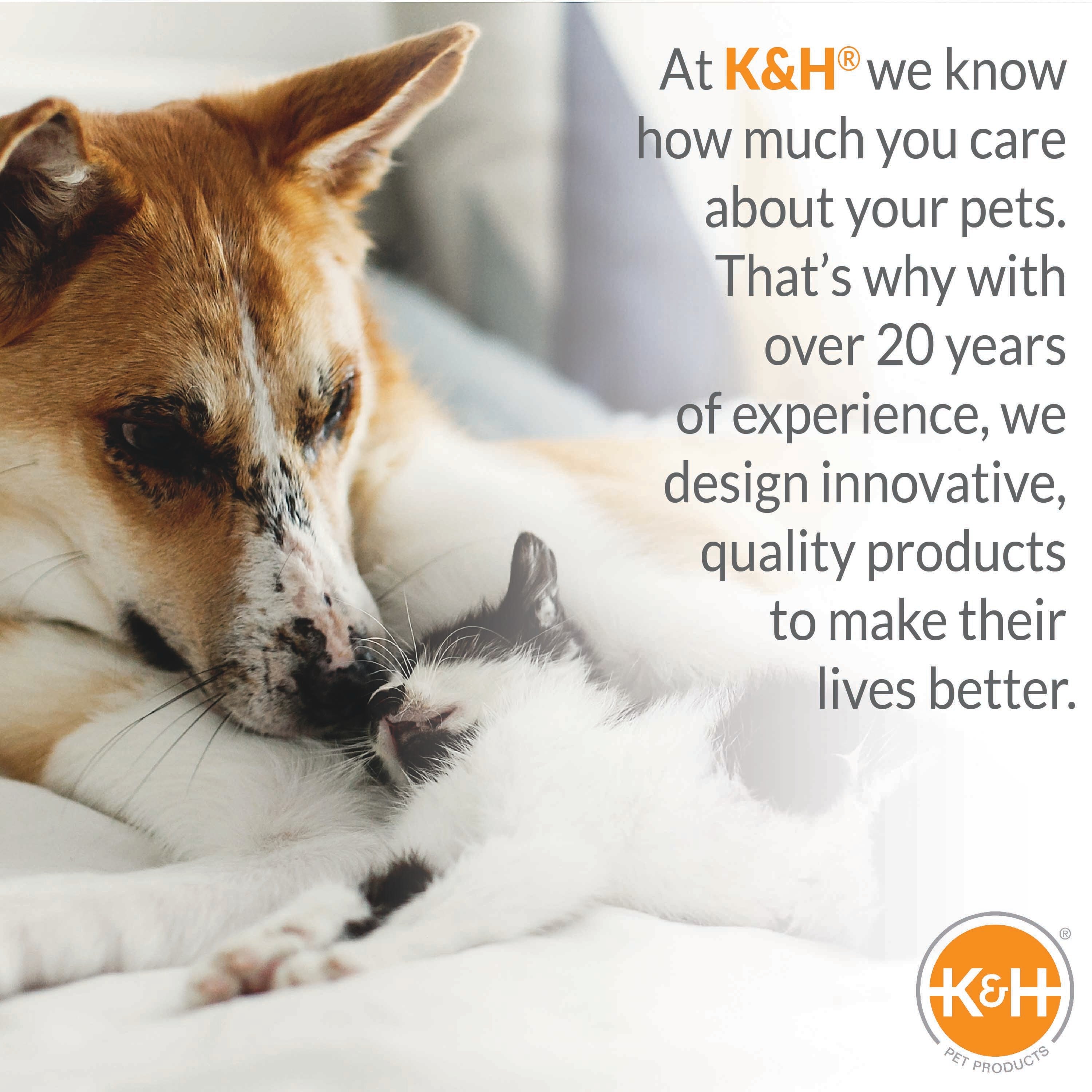 KandH Pet Products Mother’s Heartbeat Heated Puppy Bed Heated Bed + Bone Pillow Gray Small Breed Heartbeat 11 X 13 Inches