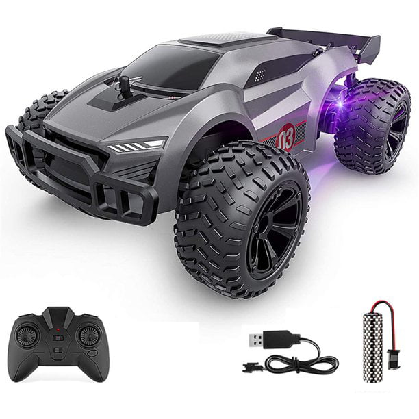 Allaugh High Speed RC Car， Remote Control Car， 1:22 Scale 2WD off-Road RC Racing Car with Headlight for 3-12Y Kids Adults (Gray)
