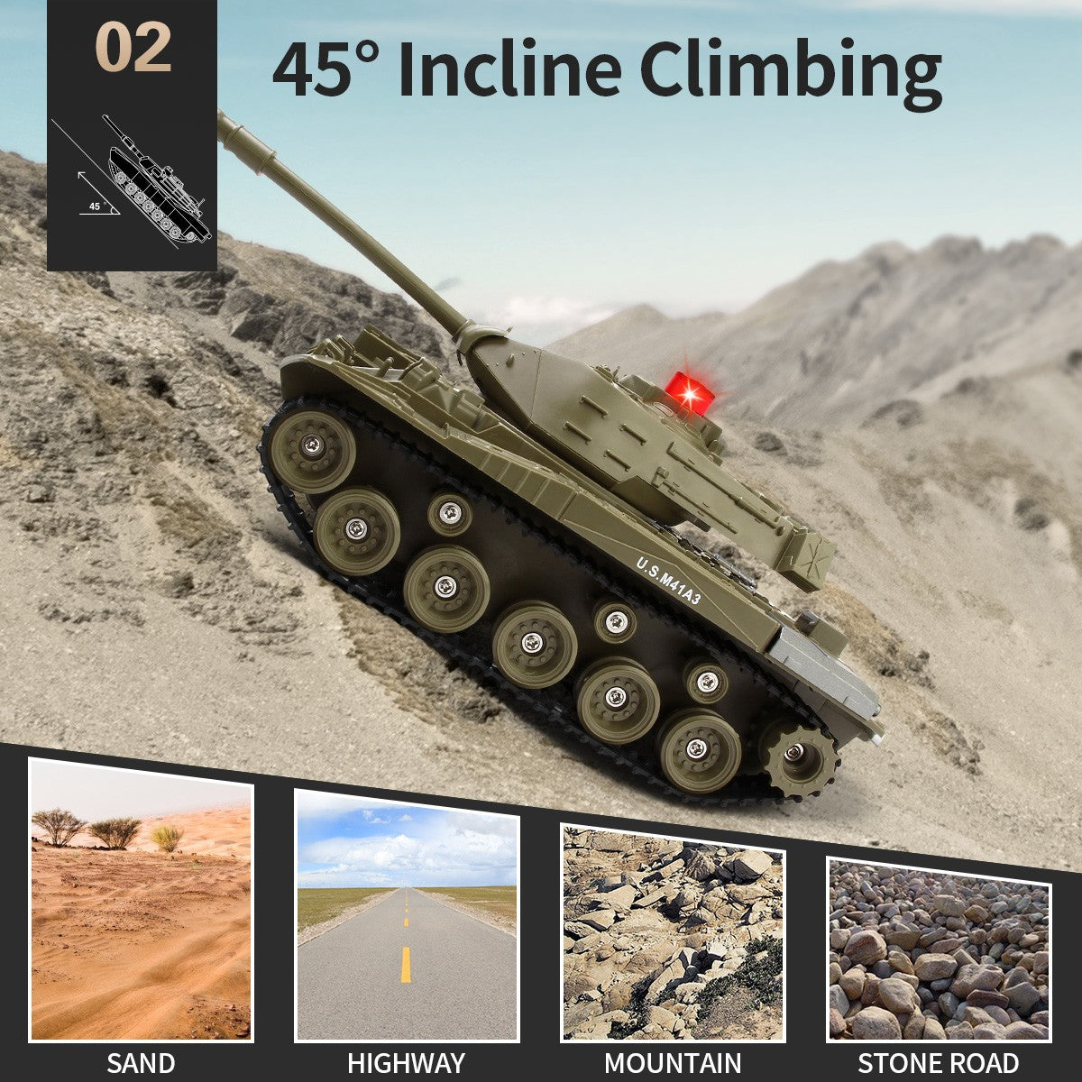 JJRC RC Tank 1/30 Remote Control Battle Tank Military Tank Shoots with Light and Sound Car Toy for Kids Boy Gifts