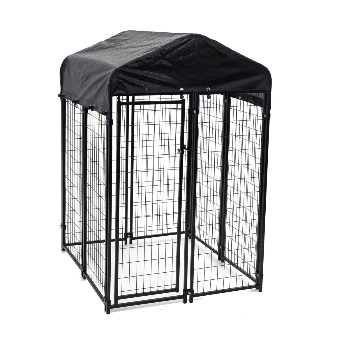 Lucky Dog Uptown Covered Dog Kennel with Lucky Dog Wire Dog Fence Pet Kennel