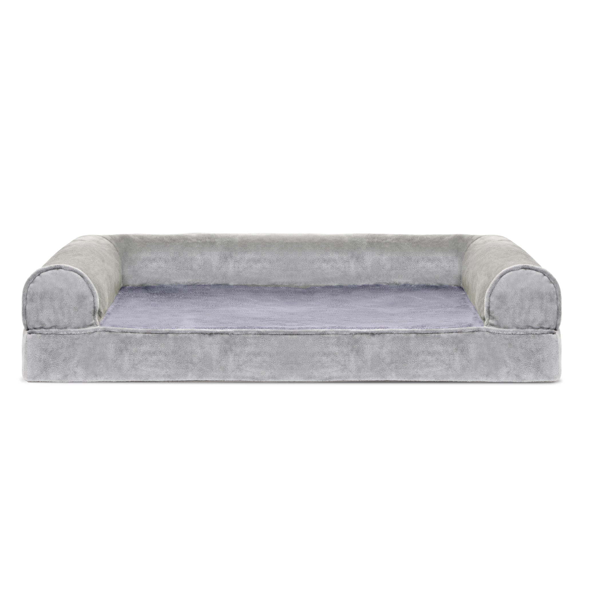 FurHaven Pet Products | Memory Foam Faux Fur and Velvet Sofa Pet Bed for Dogs and Cats - Smoke Gray， Medium