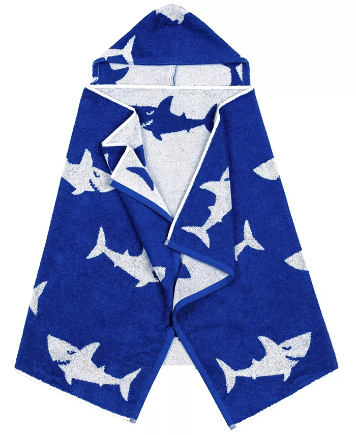 Linum Home Linum Kids 100% Turkish Aegean Cotton Hooded Easy Bath and Beach Wrap for Boys