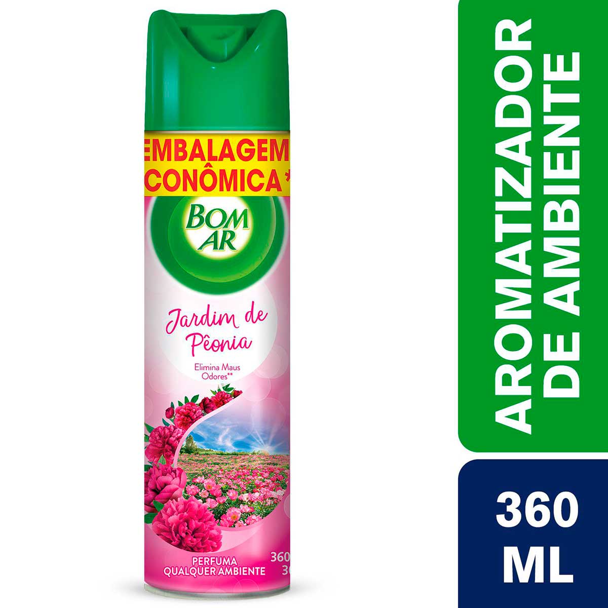 Aromatizador Bom Ar Aerossol Jardim de Peonia Embalagem Economica 360ml