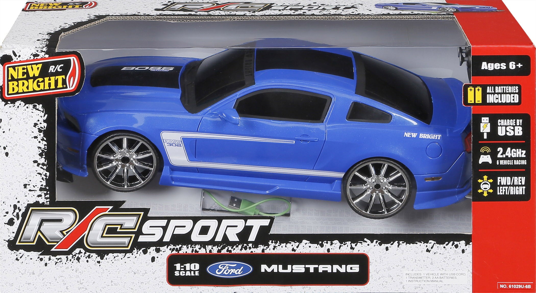 New Bright (1:10) Ford Mustang Battery RC Sports Car， 61029U-6B