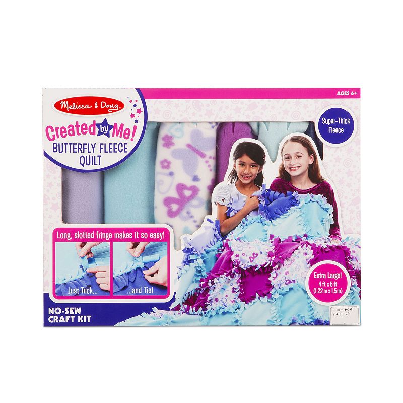 Melissa and Doug Created by Me! Butterfly Fleece Quilt No-Sew Craft Kit