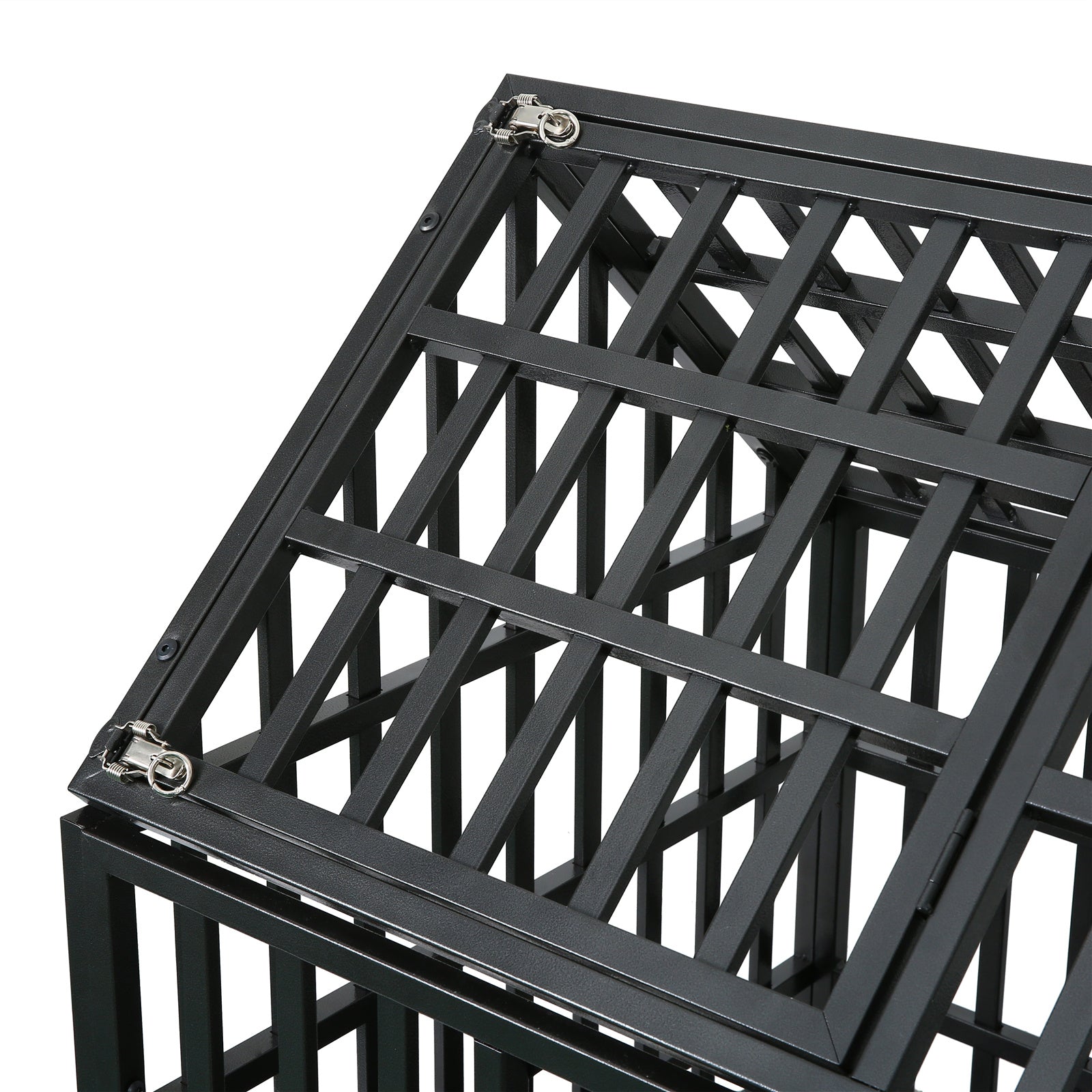 Heavy Duty Steel Pet Crate for Medium Large Dog with 360° Rotate Locking Wheels Removable Tray