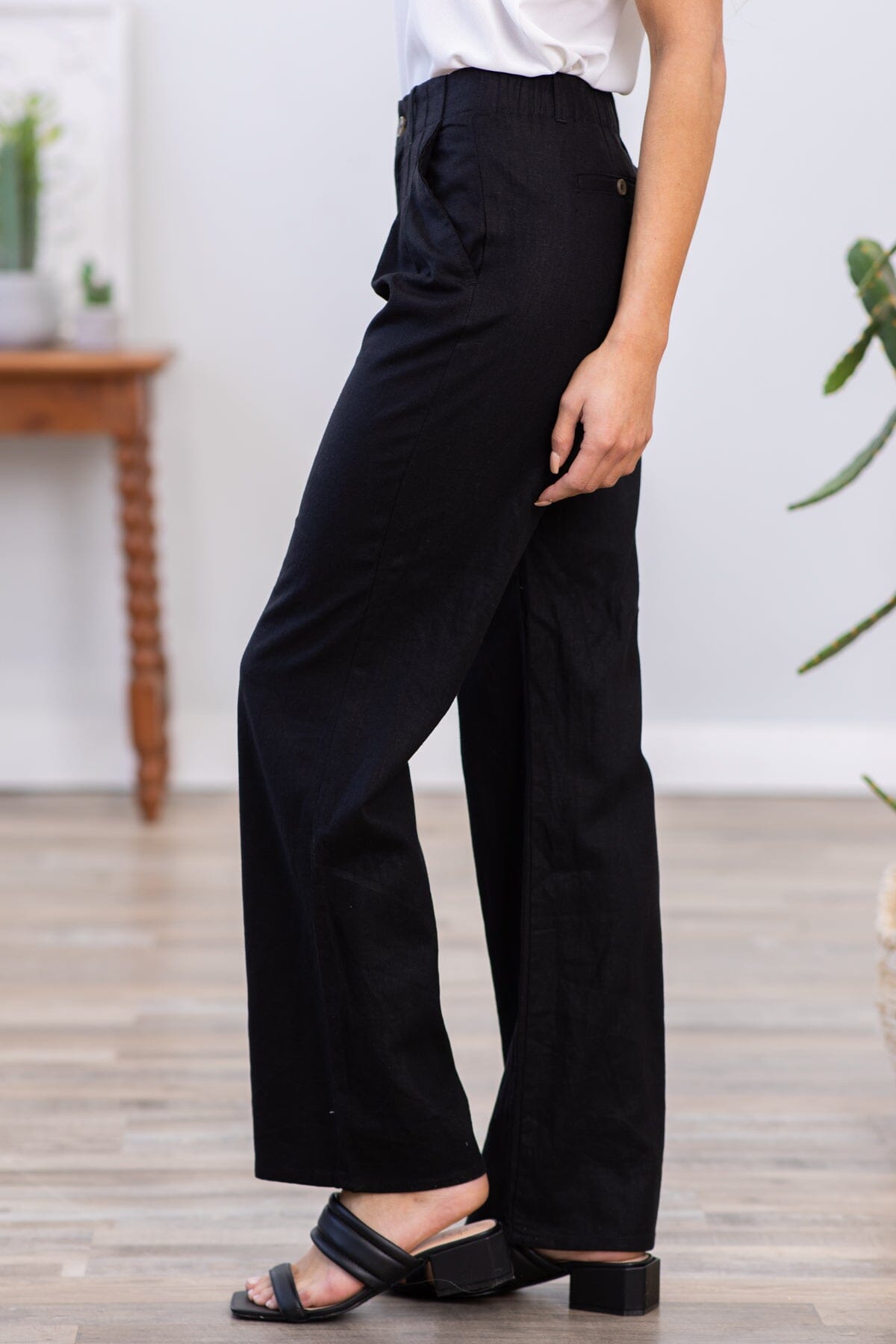 Black Wide Leg Trouser Pants