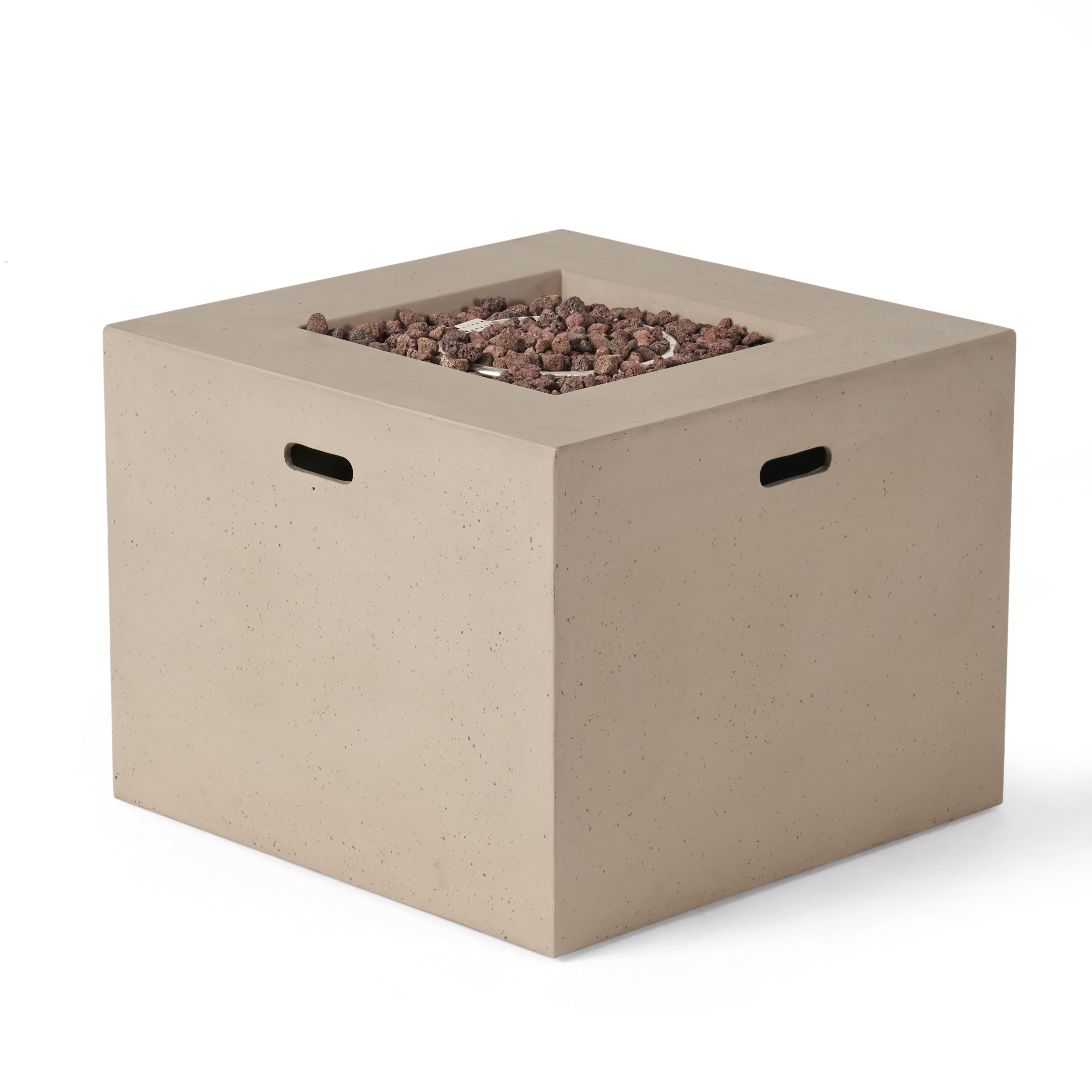 Carry Outdoor 5 Piece Wood and Wicker Club Chairs and Fire Pit Set