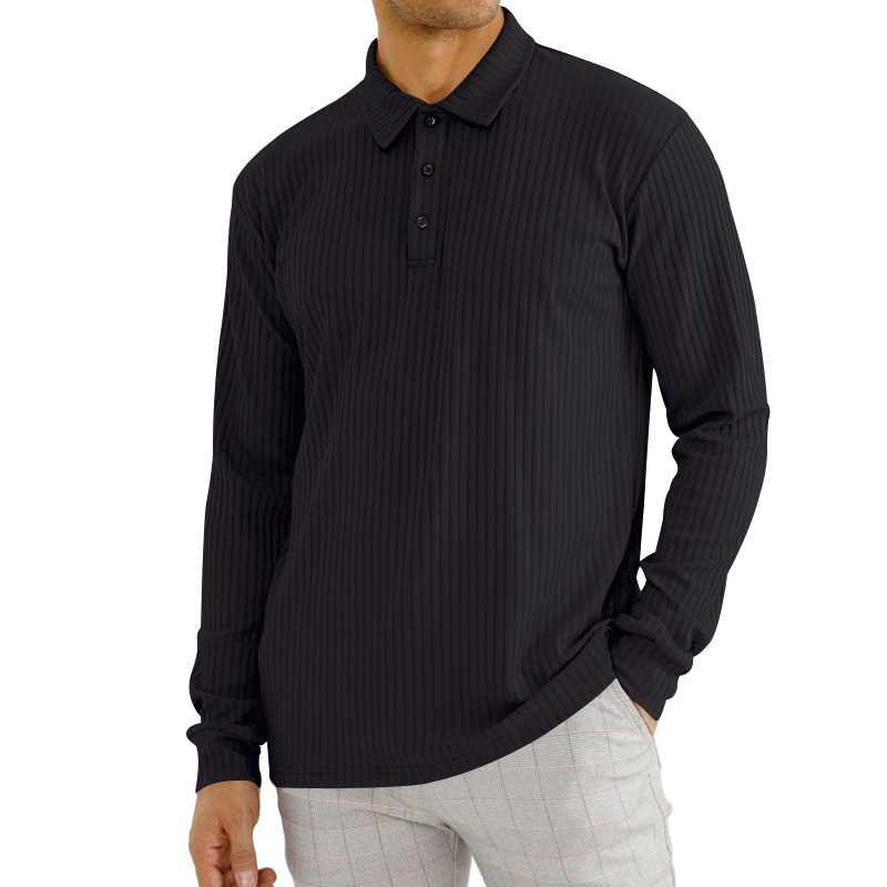 Men's t-shirt casual lapel long sleeve men's polo shirt