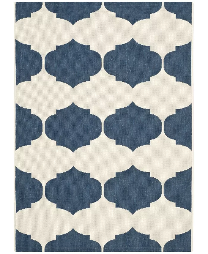Safavieh Courtyard Beige and Navy 4' x 5'7