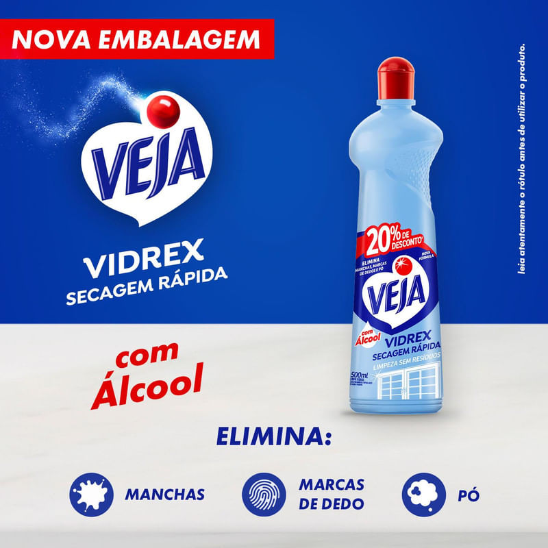 Limpa Vidros Veja Vidrex Tradicional 500ml Oferta
