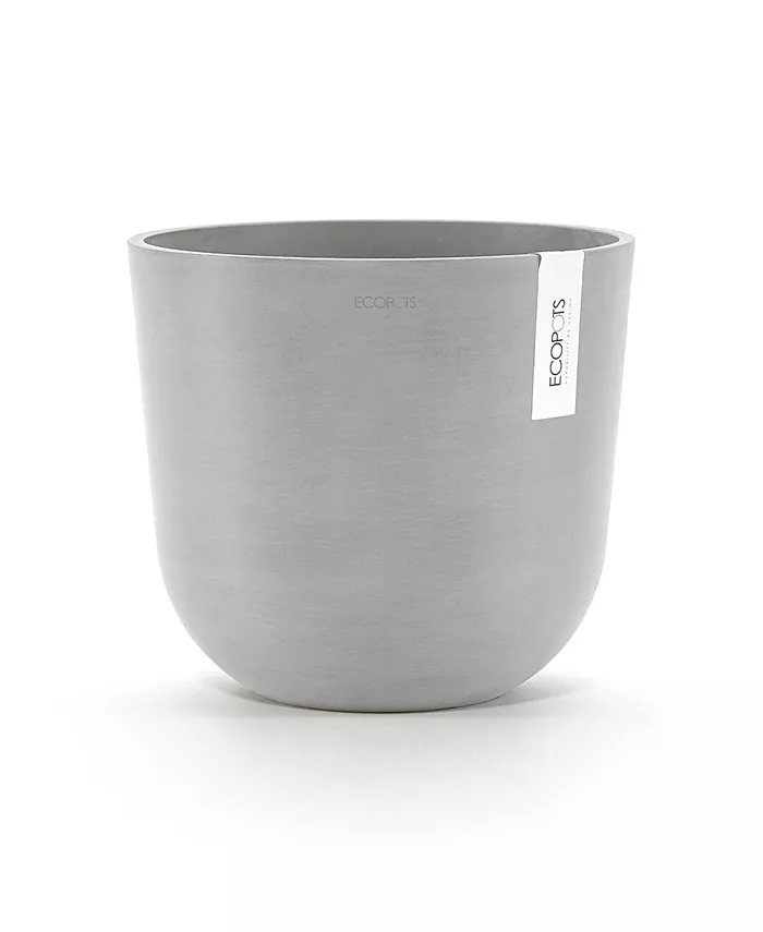 ECOPOTS Oslo Plastic Flower Pot， White Grey， 9.8