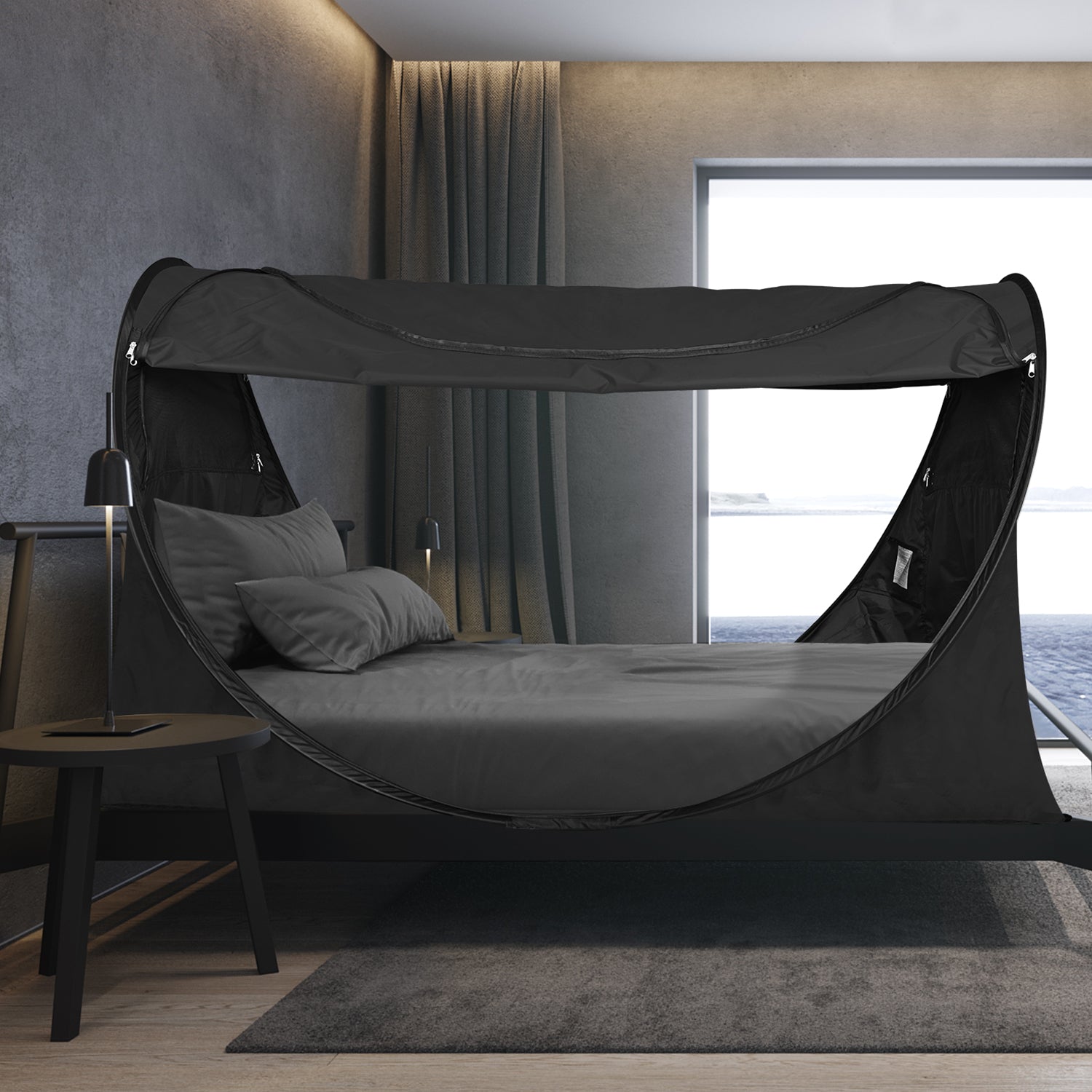 Alvantor Bed Tent Privacy Pop up Home Sleeping Tent Twin Size Charcoal