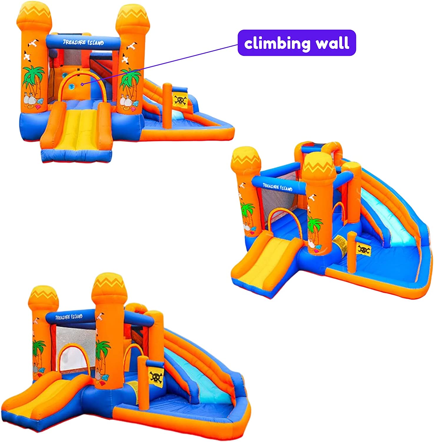 Arlopu Inflatable Water Slide Bounce House with Blower， Outdoor Yard Park Jumping Castle with Play Splash Pool for Kids 2-8 Years