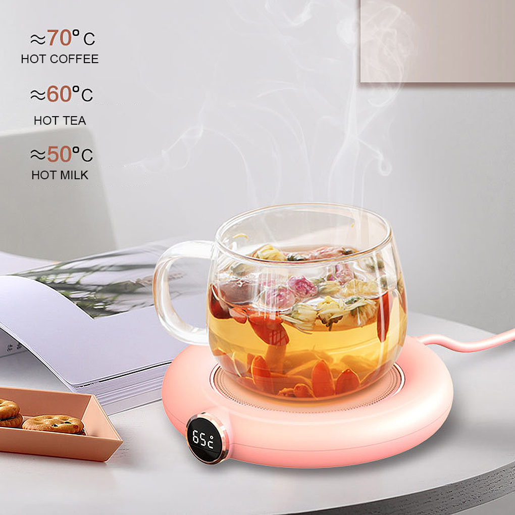 FleinngHoz Cup Warmer Electric 10W USB Heating Drink Coffee Mug Mat Timing Non-slip Adjustable Water Bottle Coaster