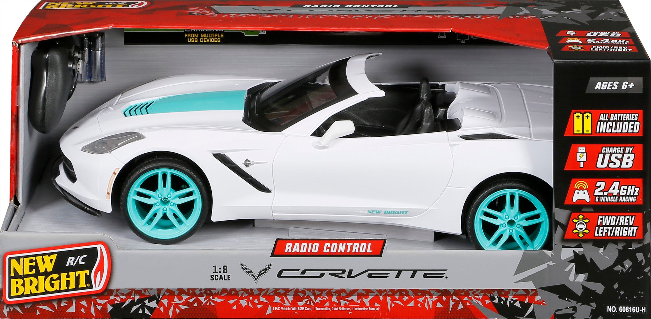 New Bright (1:8) Corvette Battery Radio Control Sports Car， 60816U-H