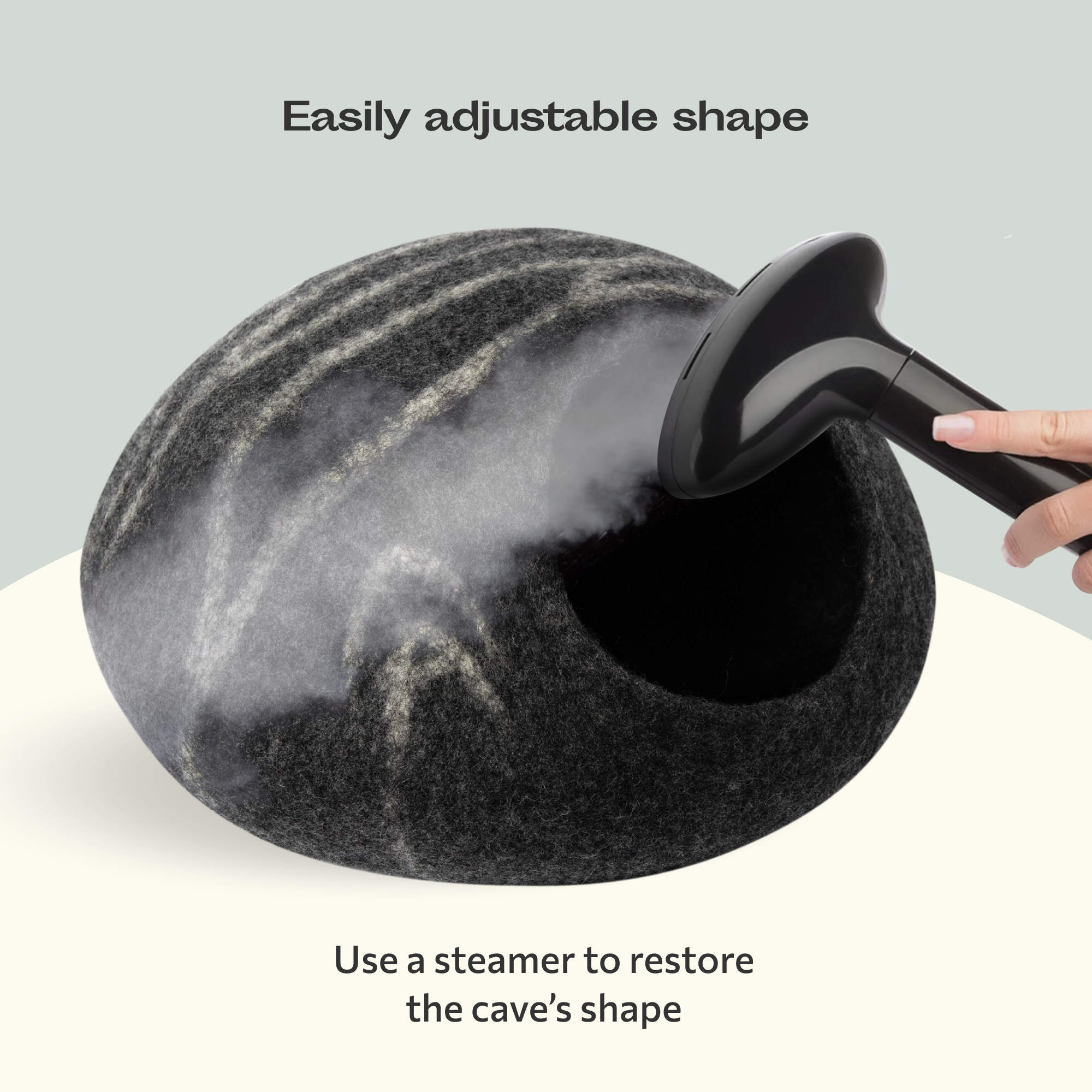 MEOWFIA Cat Bed for Medium Cats - Wool Cat Cave Bed - Dark Grey