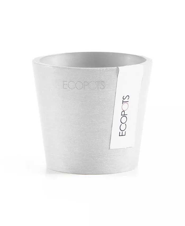 ECOPOTS Amsterdam Round Plastic Flower Pot， Pure White， 3