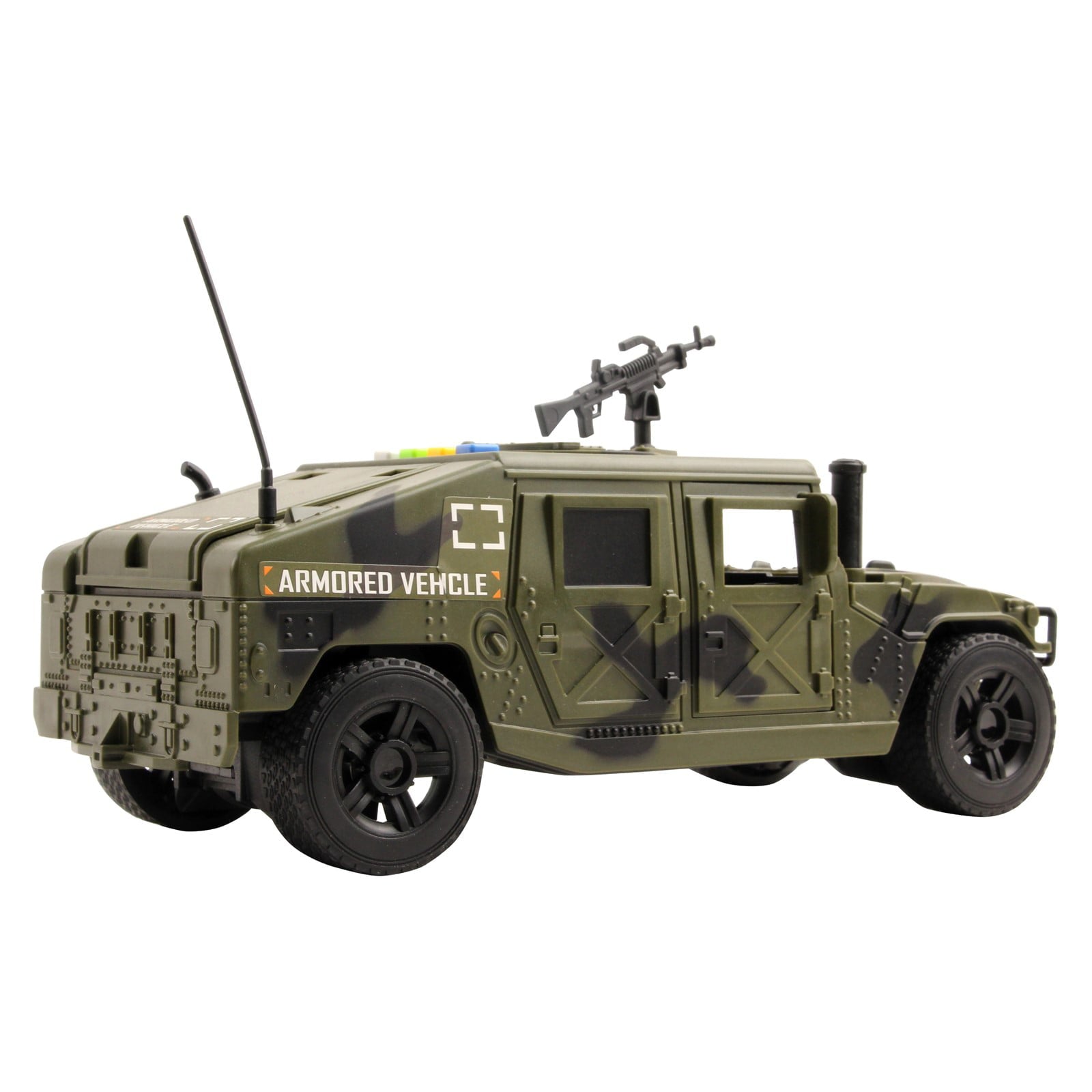 Vokodo Military Humvee Truck Friction Powered With Lights And Sounds Kids Push And Go 1:16 Scale Pretend Play Armored Army Vehicle