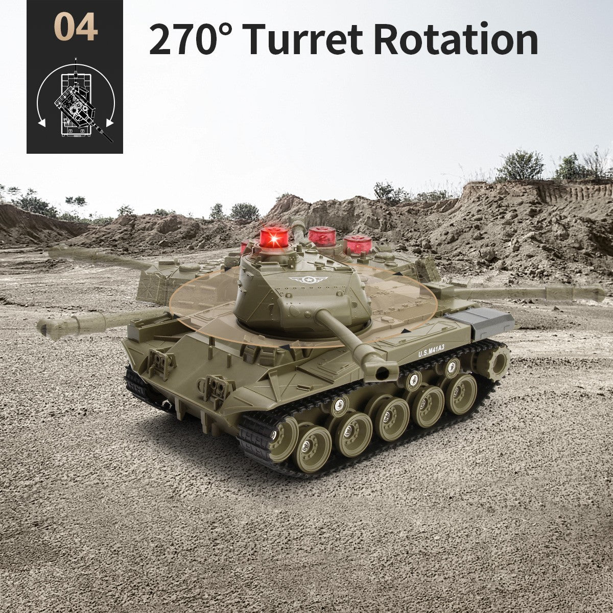 JJRC RC Tank 1/30 Remote Control Battle Tank Military Tank Shoots with Light and Sound Car Toy for Kids Boy Gifts