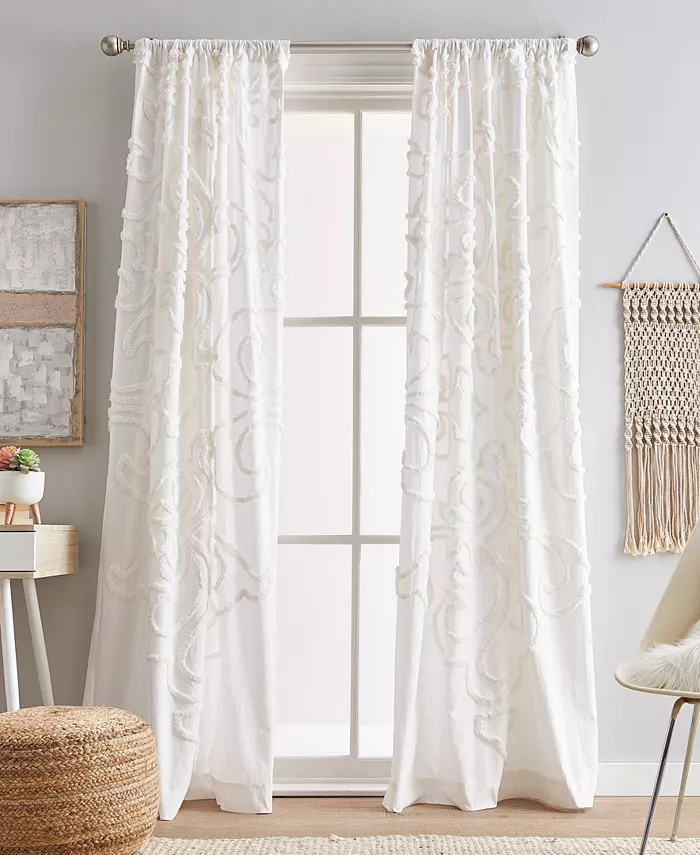 Peri Home Gates Tufted Chenille Pole Top 2-Piece Curtain Panel Set， 50