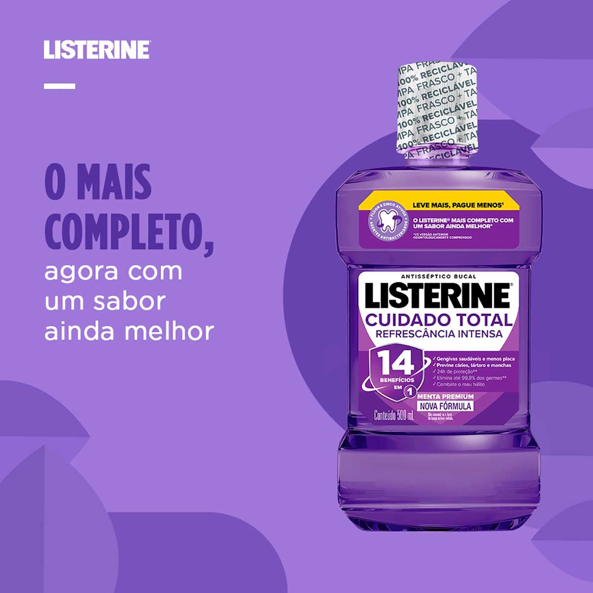 Enxaguante Bucal Listerine Cuidado Total 14 Beneficios em 1 500ml