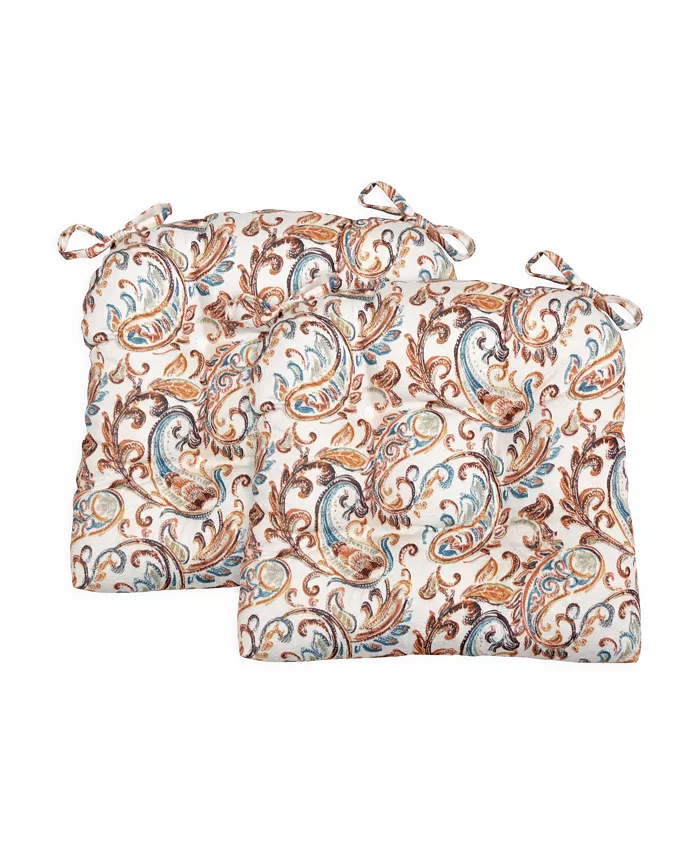 Arlee Home Fashions Paisley Set of Two Chair Pad Seat Cushions