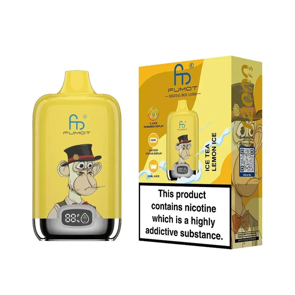 ⭐Fumot Tornado Digital Box 12K – Disposable Vape with 50+ Flavors 🍇🍉🍋