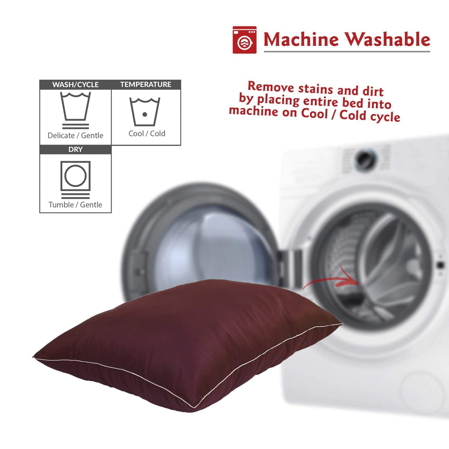 Majestic Pet Super Value Machine Washable Pet Dog Bed， Large， Burgundy
