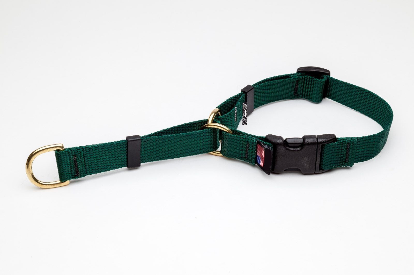 Martingale Dog Collar High Quality Adjustable Heavy Soft Webbing Brass Hardware (Forest Green，xLarge 21 to 30 Inches)