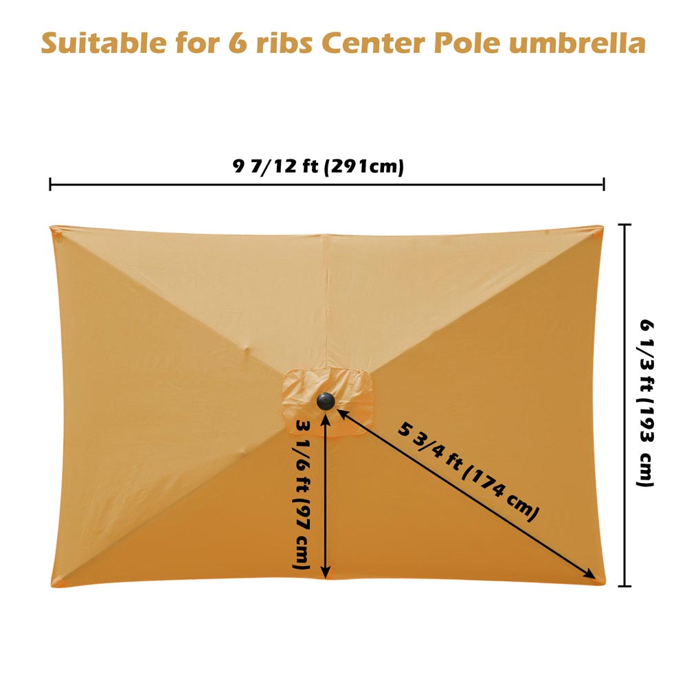 Yescom Umbrella Replacement Canopy 10x6.5ft 6-Rib Rectangle