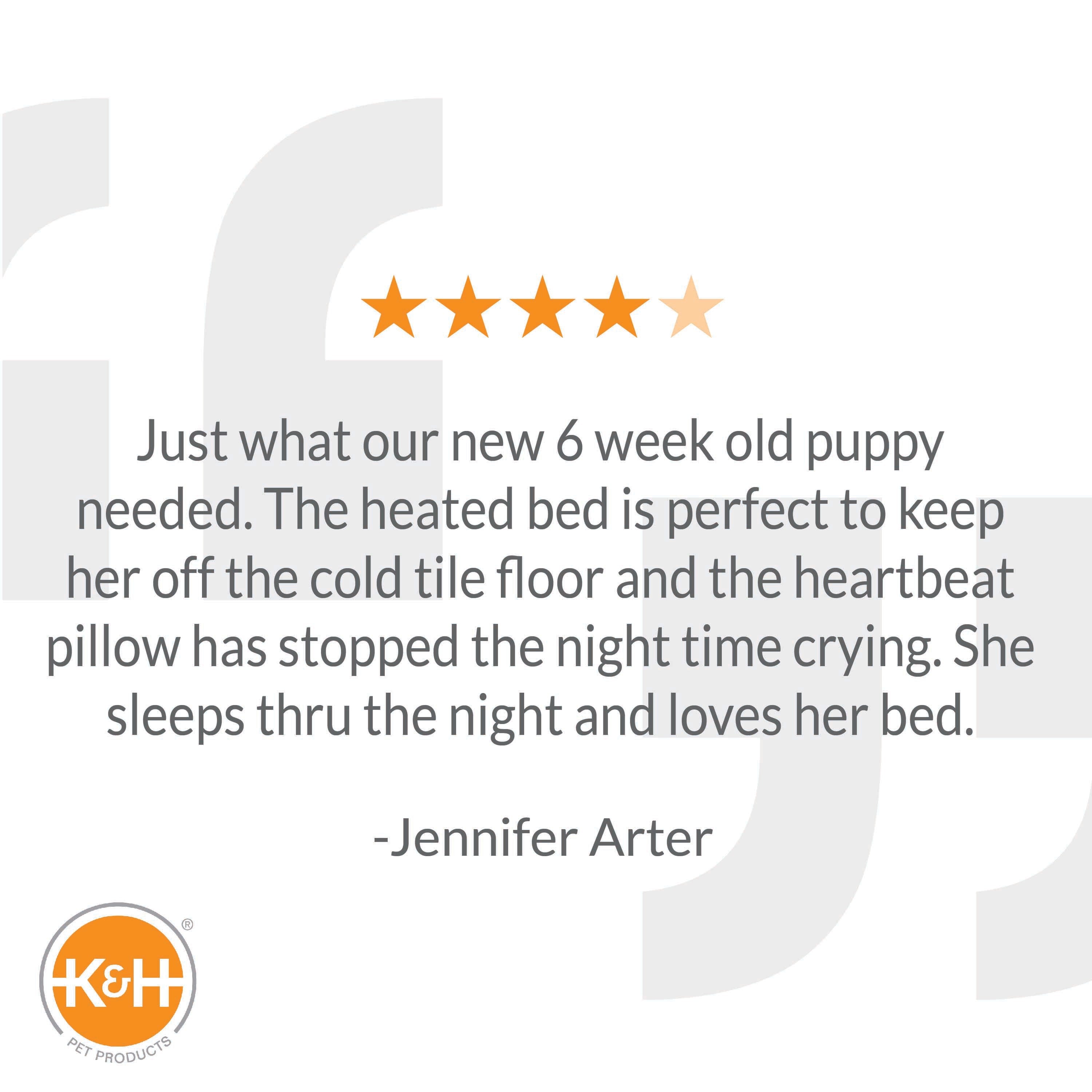 KandH Pet Products Mother’s Heartbeat Heated Puppy Bed Heated Bed + Bone Pillow Gray Small Breed Heartbeat 11 X 13 Inches