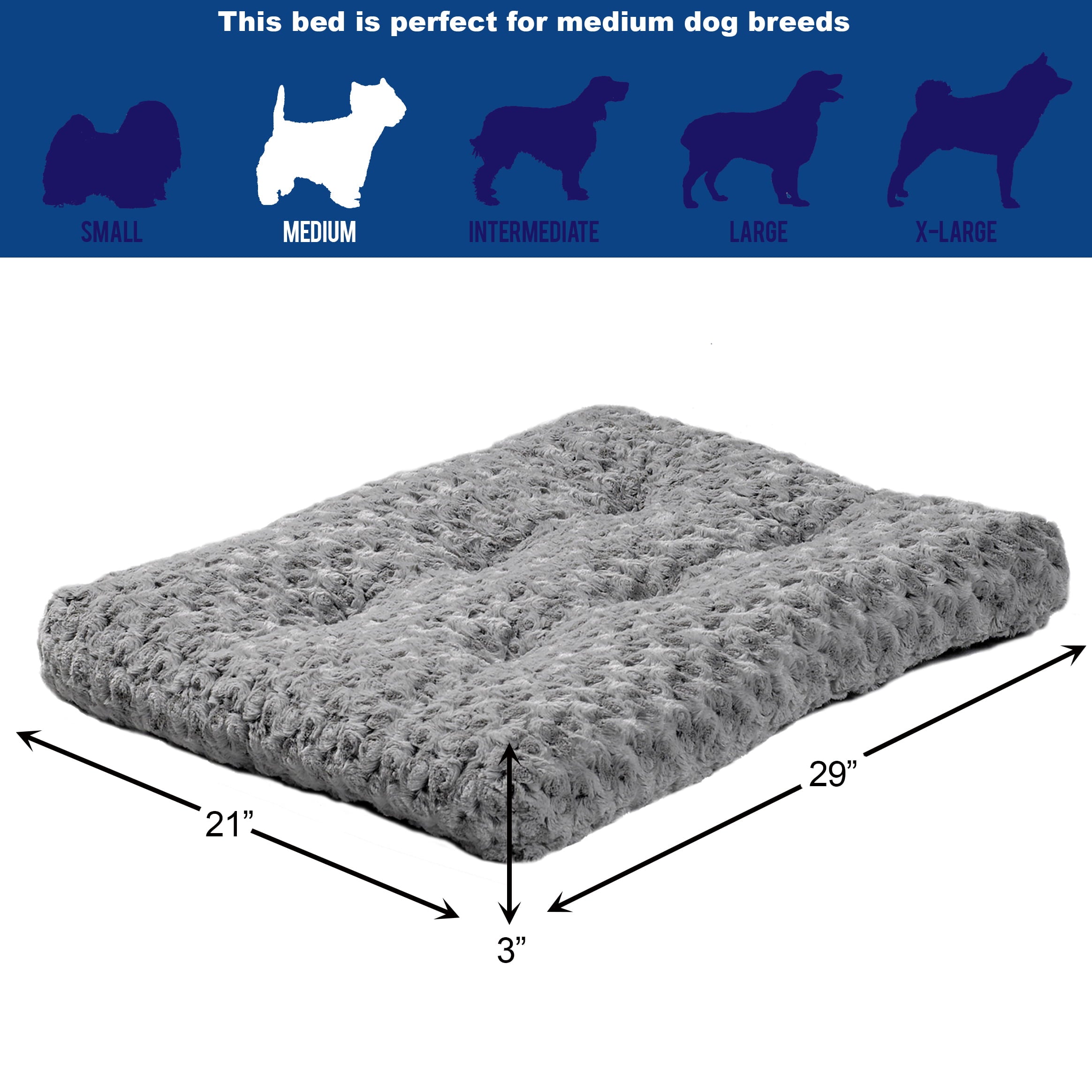 MidWest Quiet Time Dog Bed and Crate Mat， Deluxe Ombre Swirl， 30
