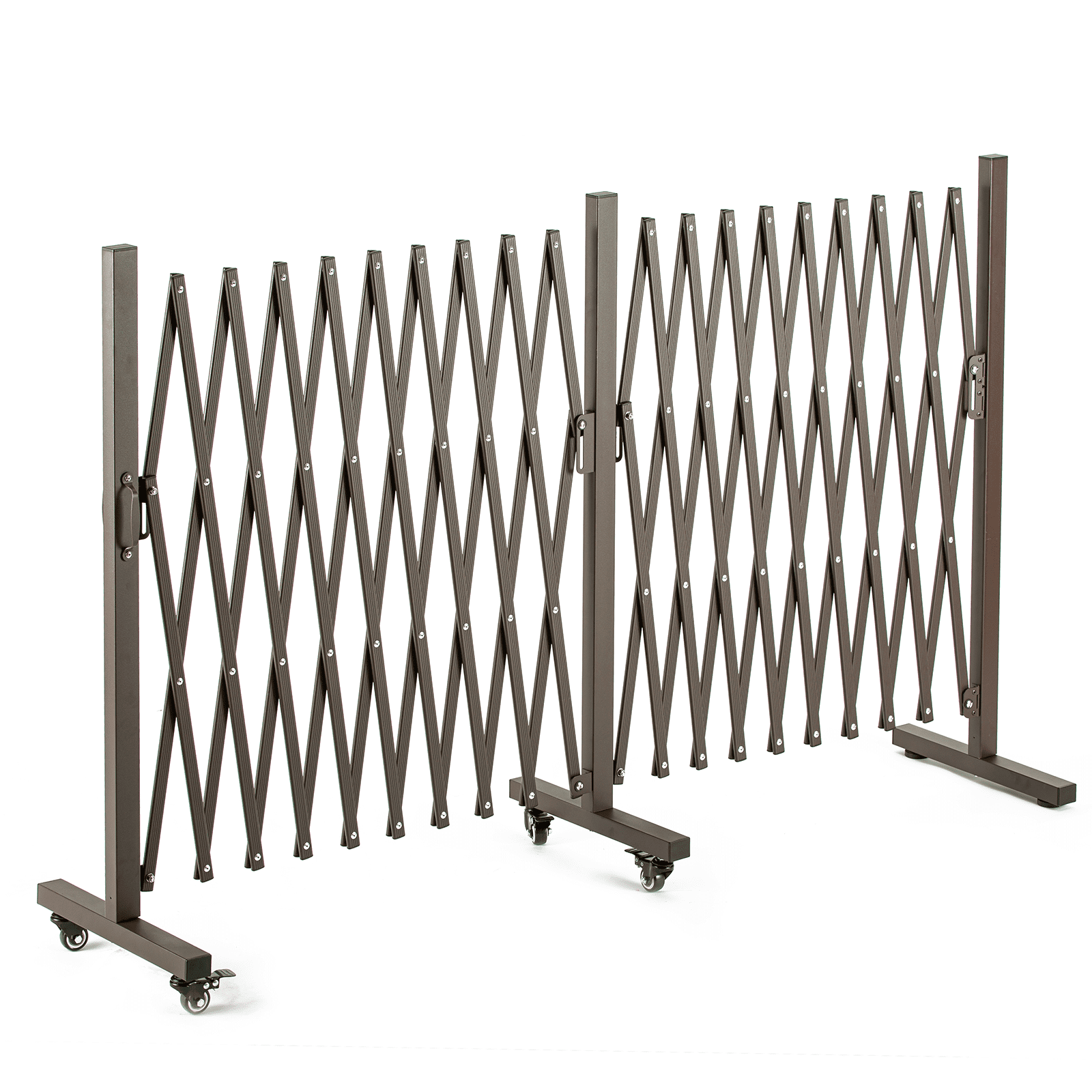 TECSPACE Aluminum Portable Barricade Gate with Casters,Expansion Size 201×15.2×40.6 inches,Flexible Fence Mobile Barricade Safety Barrier,Pet Fence Gate Adjustable Dog Gate