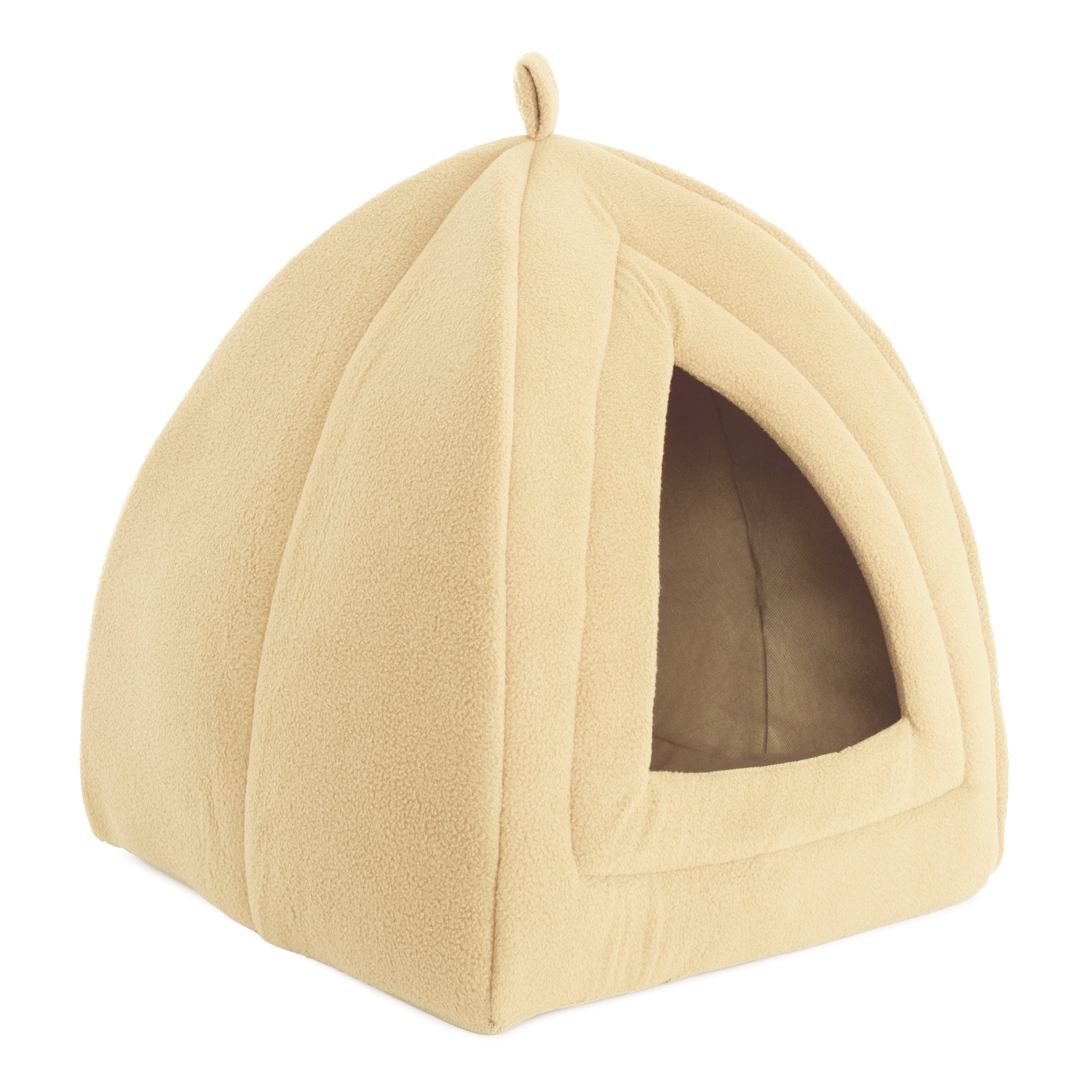 Cat House - Indoor Bed with Removable Foam Cushion - Pet Tent for Puppies， Rabbits， Guinea Pigs， Hedgehogs， and Other Small Animals by PETMAKER (Tan)