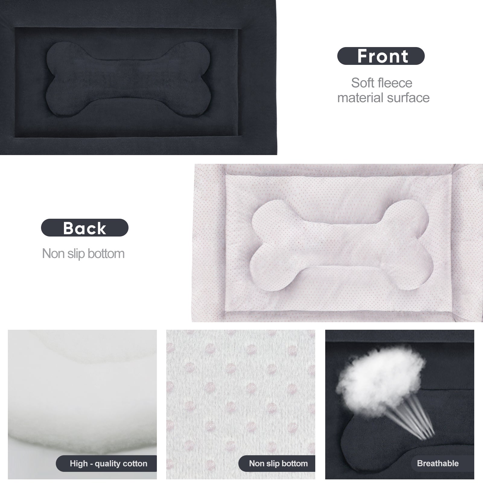 PROCIPE Dog Beds for Medium Dogs 36in Anti-Slip Washable Soft Kennel Pads Dark Grey