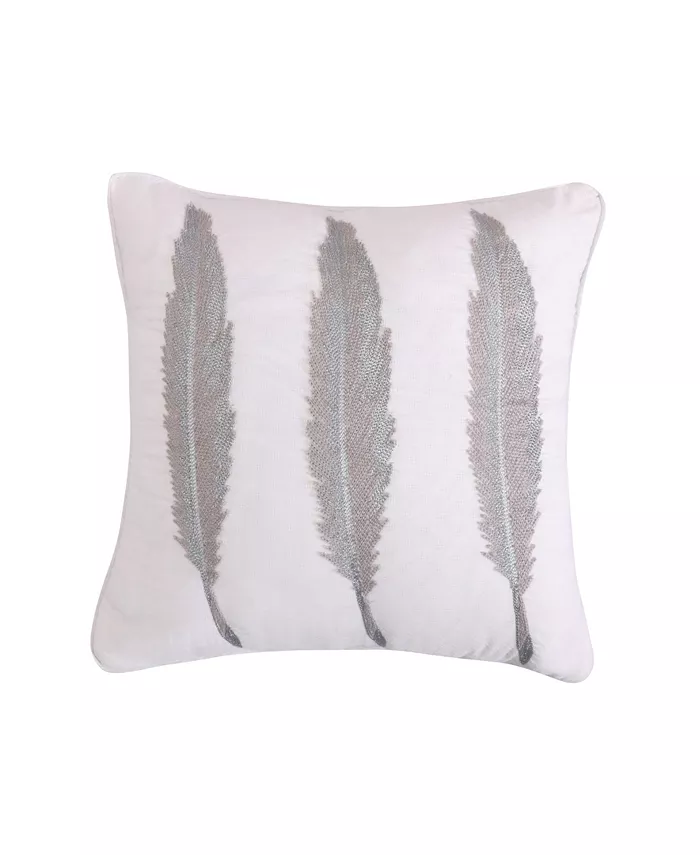 Levtex Mirage Silver Feathers Decorative Pillow， 18