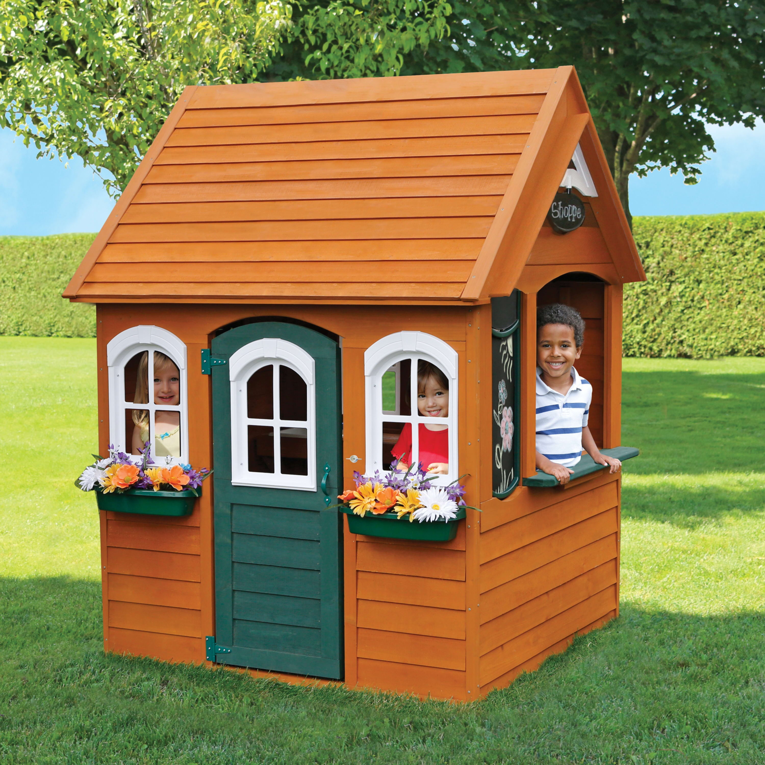 KidKraft Bancroft Wooden Playhouse with Working Doorbell and Chalkboard