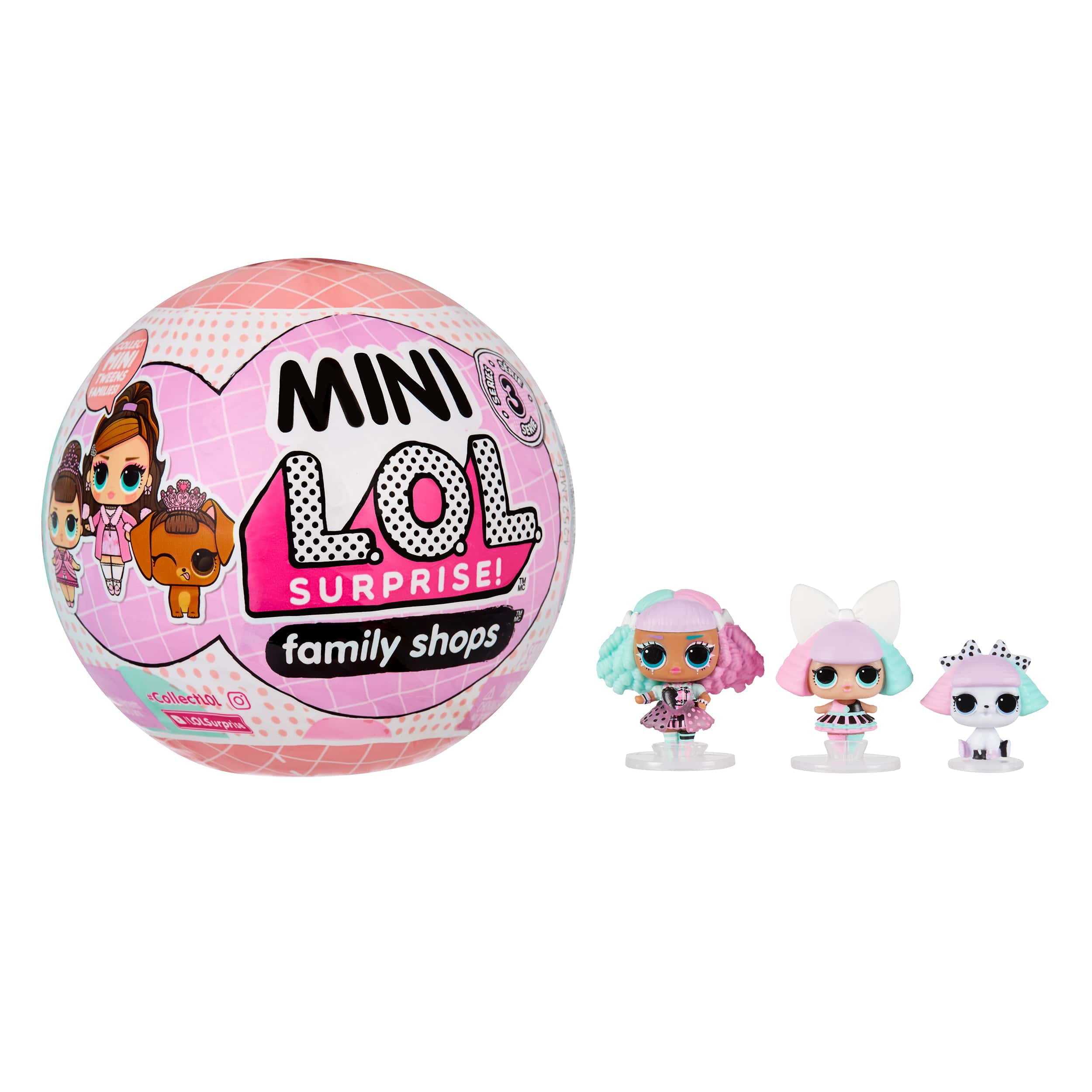 Mini L.O.L. Surprise! Family- with 3 Dolls, Surprises, Mini Dolls, Collectible Dolls, Ball Playset, Mini Tween Fashion Dolls- Great Gift for Girls Age 4+