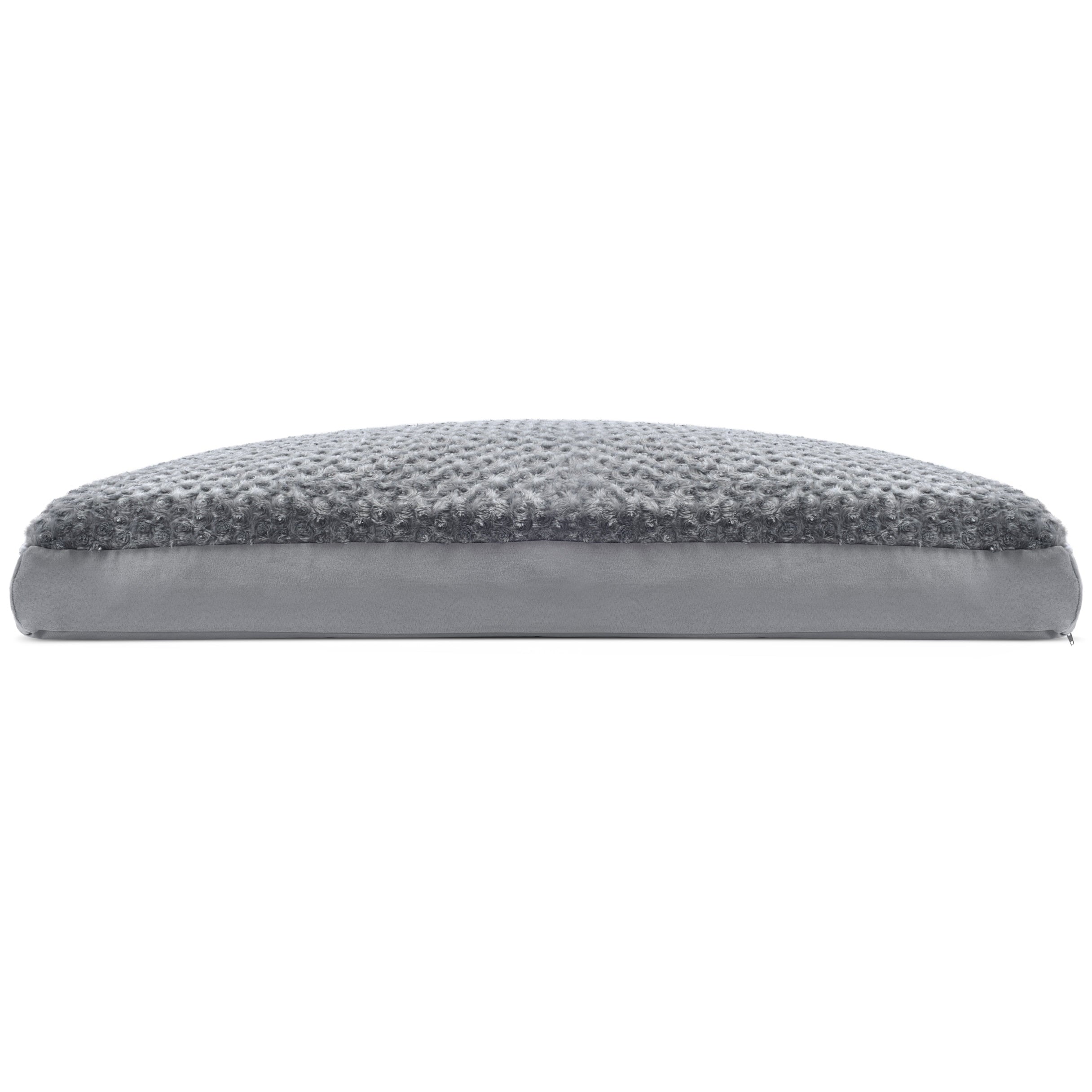 FurHaven Pet Products | Deluxe Plush Pillow Pet Bed for Dogs and Cats， Gray， Extra Large