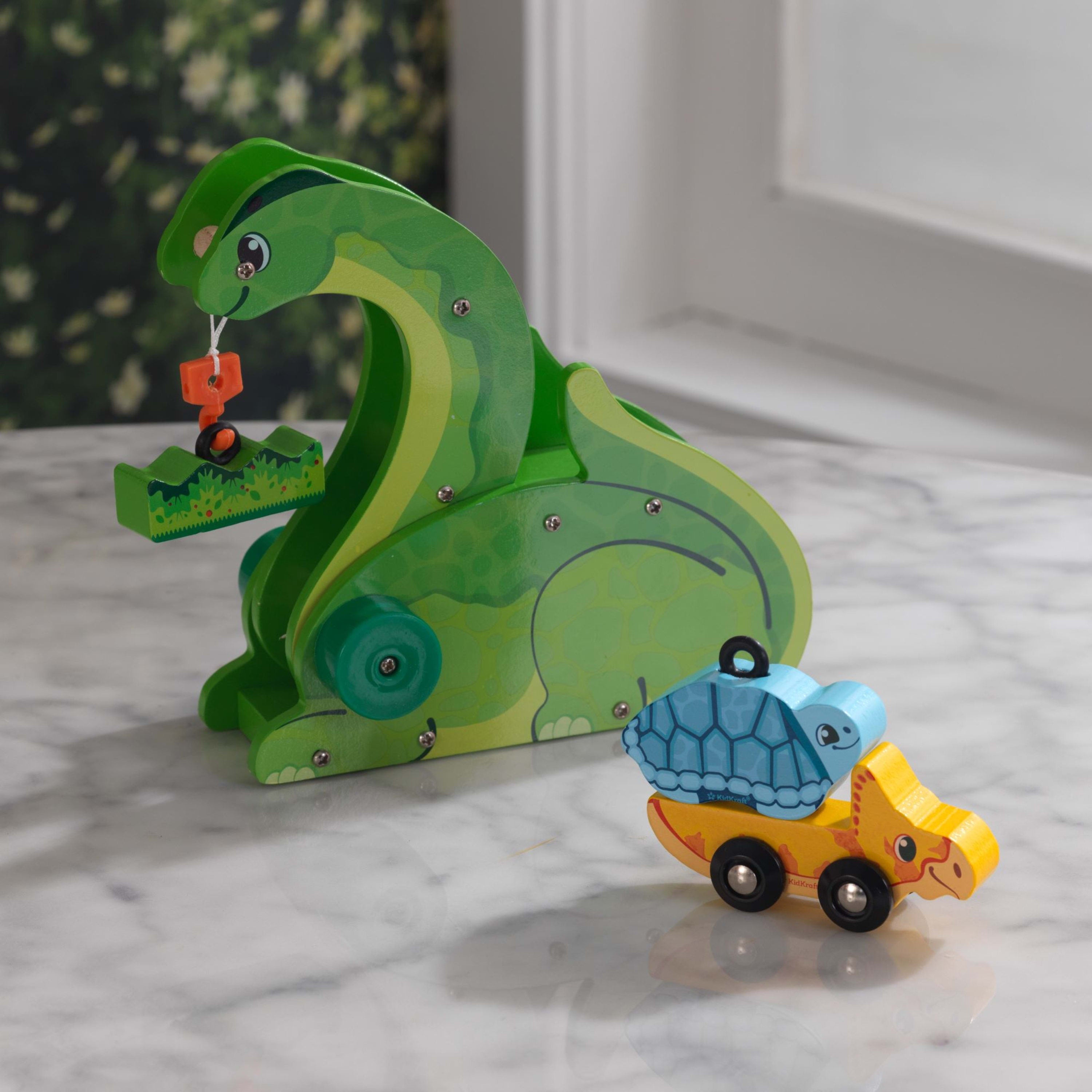 KidKraft Adventure Tracks™: Dino World Cretaceous Crane Wood Train Track Vehicle Play Set