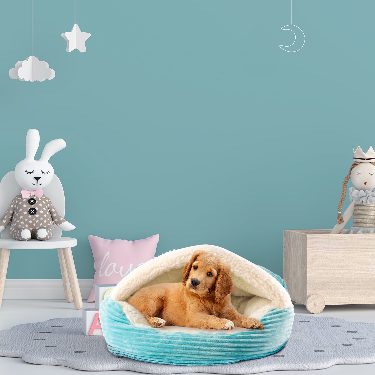 Precious Tails Plush Corduroy And Sherpa Lined Pet Dog Bed