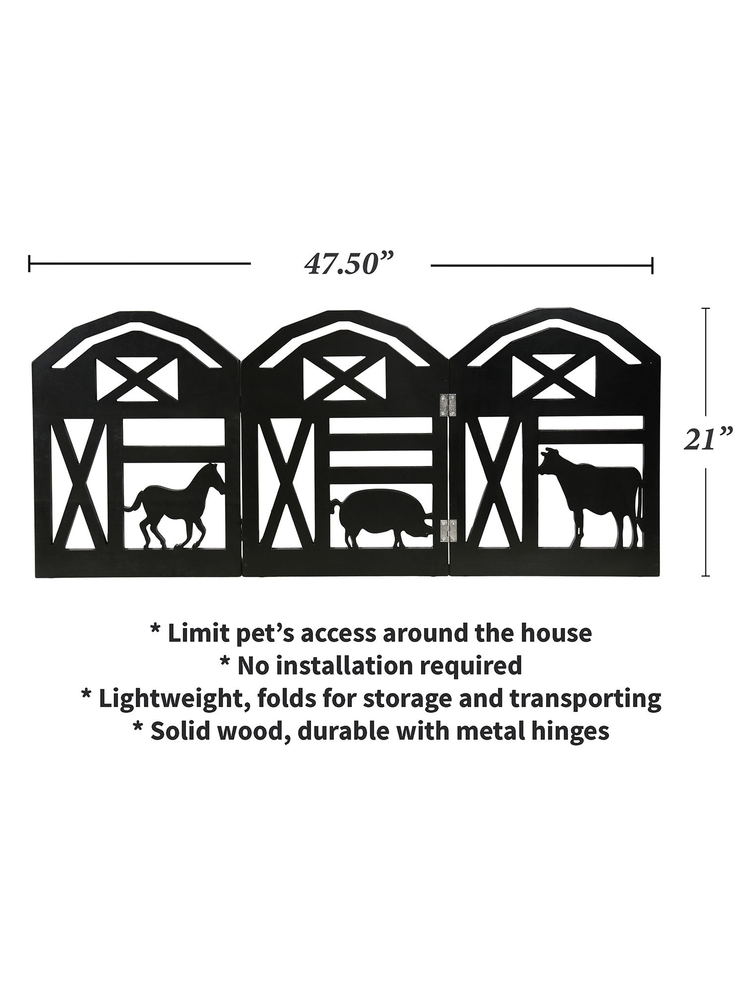 3 Panel Pet Gate Trifold Barnyard Animals Dog Gate - 48