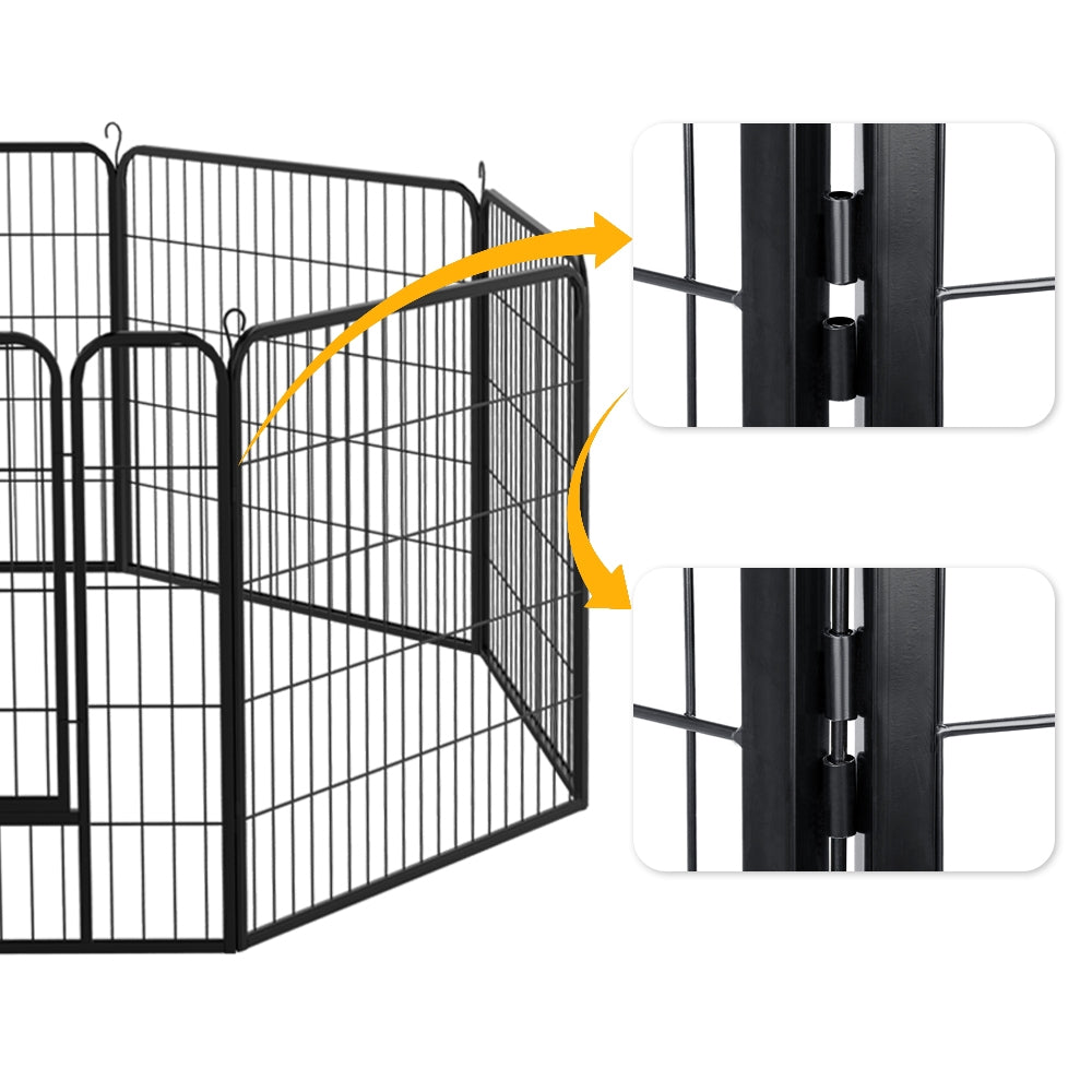 SmileMart 16 Panel Dog Pen Playpen Metal Pet Exercise Barrier for Indoor Outdoor， Black
