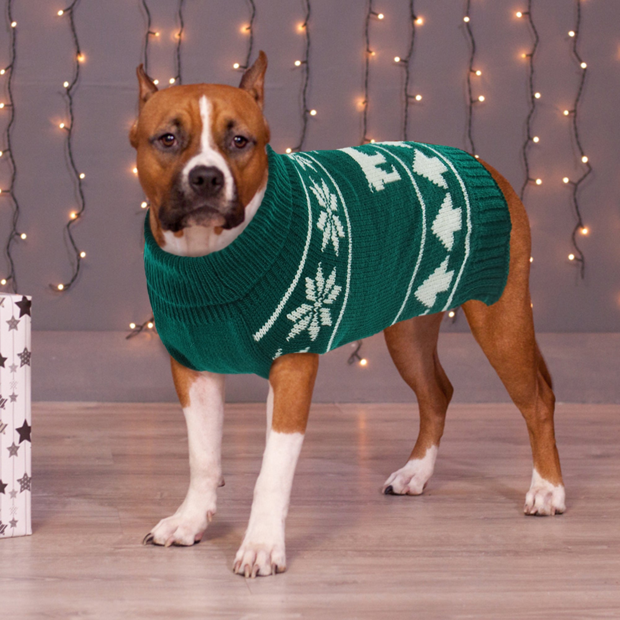 QBLEEV Dog Cat Sweater Christmas Snowflake Pet Warm Holiday Elk Knitwear Dog Sweater Soft Puppy Clothing Dog Winter Coat， Dog Turtleneck Cold Weather Outfit Pullover for Small Medium Dogs Cats