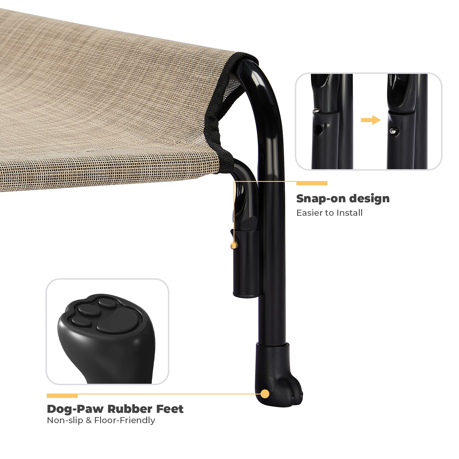 Veehoo Cooling Elevated Dog Bed， Chew Proof Dog Cot with Washable Mesh， Large， Beige Coffee