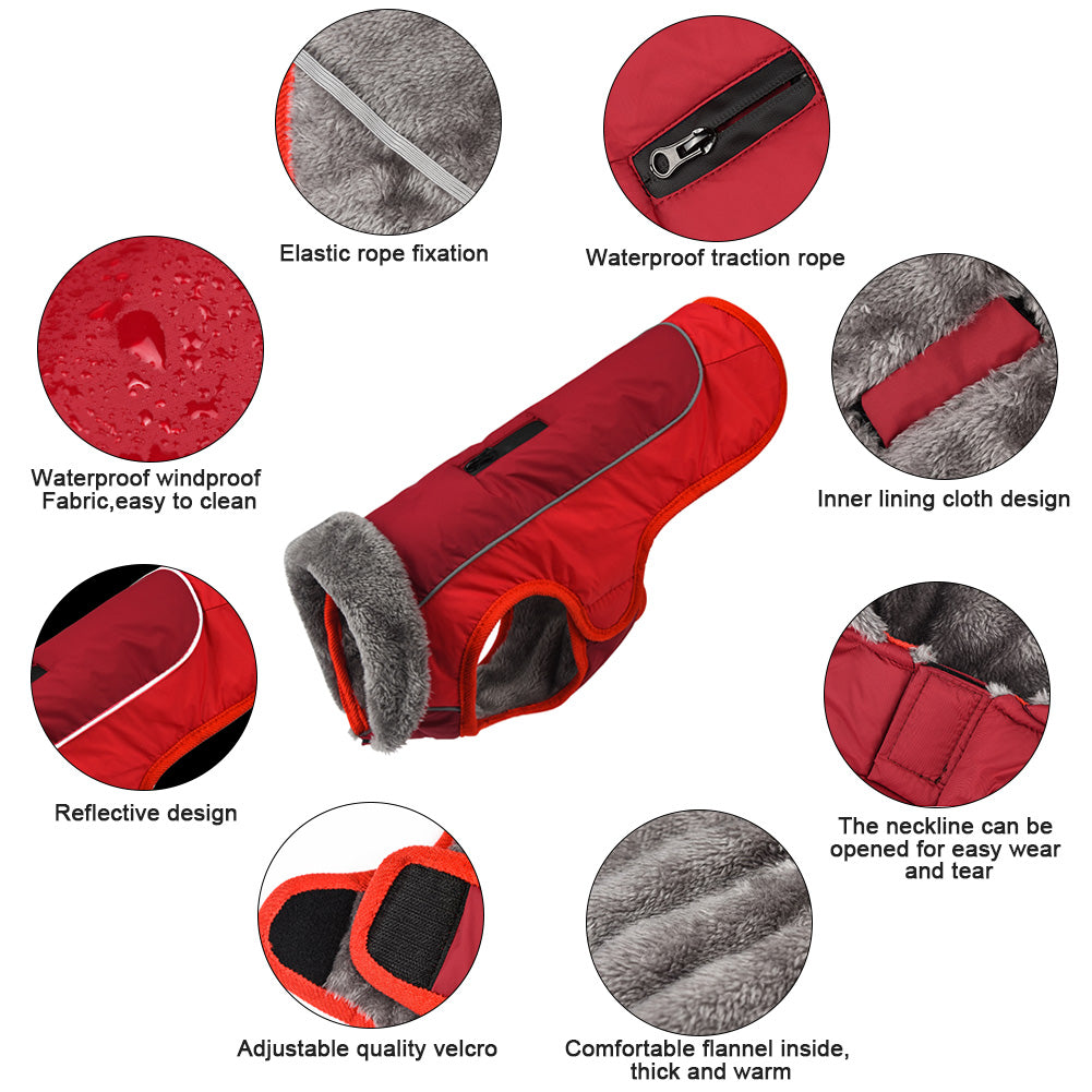[Upgrade] Dog Winter Coat Thickened Dog Clothes Cozy Reflective Waterproof Dog Winter Jacket Warm Dog Apparel for Cold Weather British Style Fleece Vest Dog Sweater for Medium Large Dogs