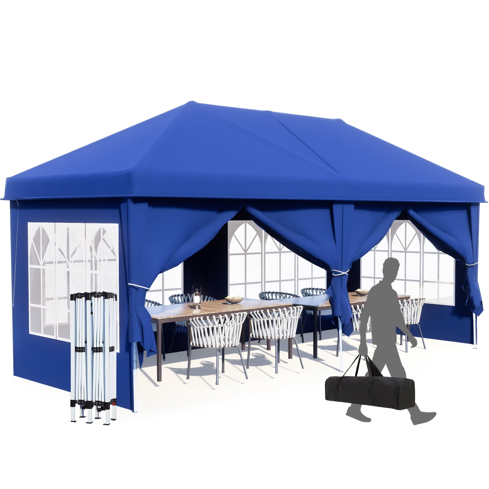 AVAWING 10 x 20 Canopy Tent with Sidewalls, Folding Pop Up Canopies Height Adjustable, Anti-UV & Waterproof Outdoor Canopy Tent with Portable Carry Bag for Parties, Patio, Commercial